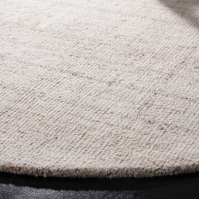 Ivory and Beige Abstract Hand-Tufted Wool and Viscose 4' Square Area Rug