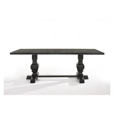 Vintage Black Reclaimed Wood Rectangular Dining Table, 88"