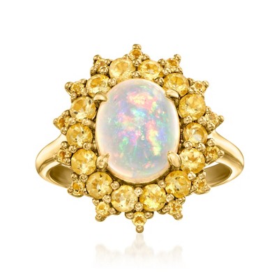 Ross-Simons Opal and 1.00 ct. t.w. Citrine Ring in 18kt Gold Over Sterling