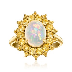 Ross-Simons Opal and 1.00 ct. t.w. Citrine Ring in 18kt Gold Over Sterling - 1 of 4