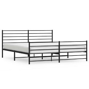 vidaXL Black California King Metal Bed Frame with Headboard & Slats, No Mattress, Easy Assembly - 1 of 4