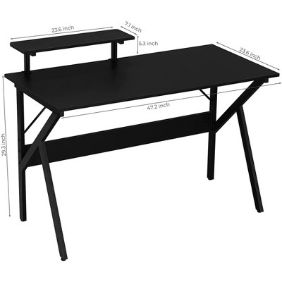 GreenForest Black 47" Gaming Desk with Monitor Shelf
