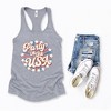 Simply Sage Market Women's Party In The USA Circle Face Racerback Tank - 3 of 4