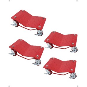 Acekool Set of 2 Car Dollies, 6000 lbs Capacity, Heavy Duty Wheel Movers with Anti-Skid Plate & 360° Swivel Casters, Red - 1 of 4