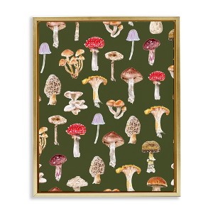 Stupell Industries Mushrooms Repeating Pattern Black Framed Floater Canvas Wall Art - 1 of 4