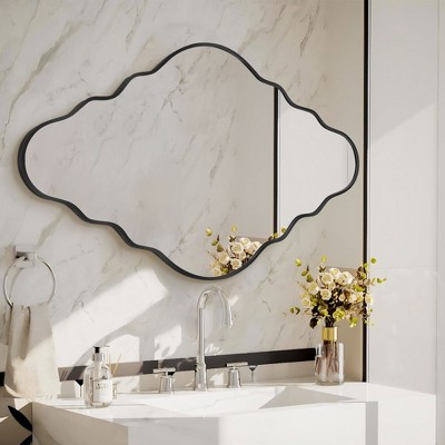 Beautyolove Modern Irregular Black Aluminum Alloy Framed Decorative Wall Mirror
