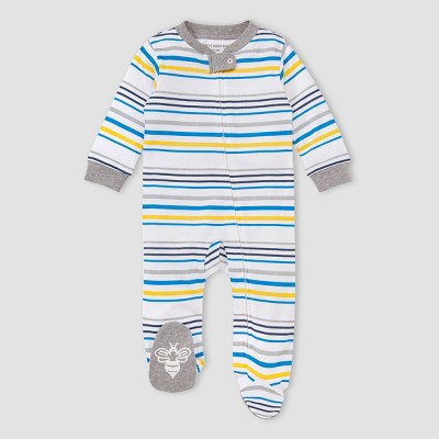 Burt's Bees Baby® Baby Boys' Organic Cotton Multi Stripe Sleep N' Play - Heather Gray 0-3M