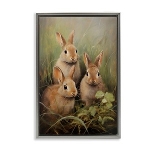 Stupell Industries Baby Bunny Trio Black Floater Framed Canvas Wall Art - 1 of 4