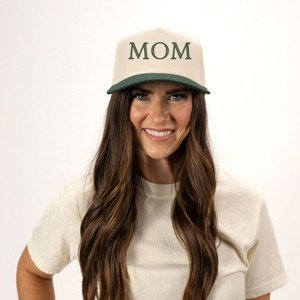 3D Puff Embroidered Mom Block Letters - Women's Canvas Trucker Hat - 1 of 2