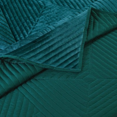 Teal Velvet Reversible King Quilt Set with Shams