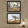 2Piece Vignette Stone Cottage Farmhouse & White Wooden Barn with Hay Rake Black Framed,Wall Art Print for Home Decor by Billy Jacobs - 2 of 4