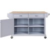 Acekool Grey Kitchen Island Cart with 2 Drawers & Spice Rack – Mobile Storage Island with Adjustable Shelves - 4 of 4