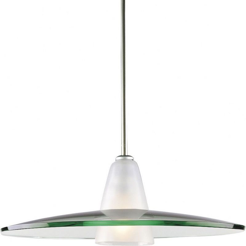 Progress Lighting, Contemporary Stem-Hung Pendant, 1 Light, Brushed Nickel, Clear Glass Shade, 1 of 2
