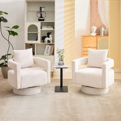 Hyleory 29 Inch Chenille Boucle Farbic Swivel Accent Arm Chair, Swivel Reading Chair for Bedroom Living Room