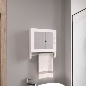 Vynxaria 19.7" H x 17.7" W Mirror Medicine Cabinet with Towel Rack, One Door and Two Interior Shelves for Bathroom or Kitchen Storage - 1 of 4