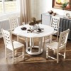 Costway Dining Chair Set of 2/4 with Rubber Wood Frame & Leaf-shape High Back for Kitchen Brown/Black/White - 2 of 4