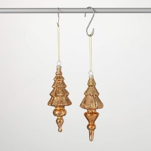 7"H Sullivans Christmas Gold Christmas Tree Finials Set of 2  Gold - 1 of 2
