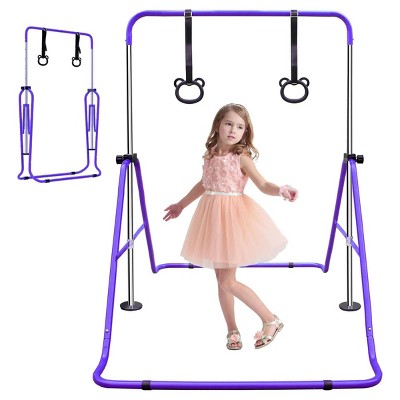 INFURNIC Baby Activity Gym Adjustable Folding Gymnastics Bar Portable Training Equipment for Kids, Purple, 42.32"*14.17"*4.92"