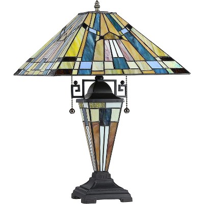 Kinsey Bronze Stained Glass Tiffany-Style Mission Table Lamp