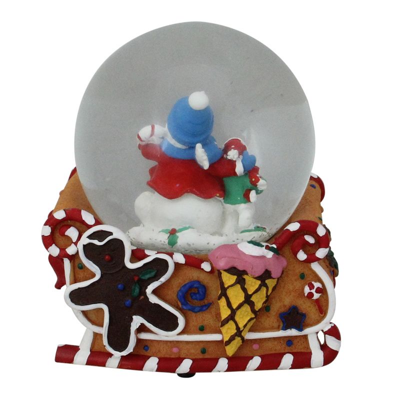 Northlight 5.25" Musical "Joy" Snowmen and Gingerbread Sleigh Christmas Snow Globe, 2 of 4