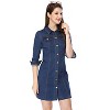 INSPIRE CHIC Women's 3/4 Sleeve Button Down Denim Shirt Dress - 3 of 4