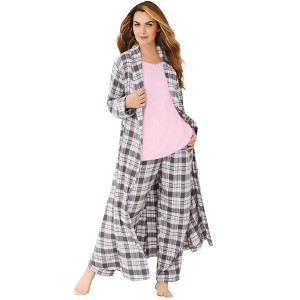 Dreams & Co. Plus Size Long Flannel Robe - 1 of 4