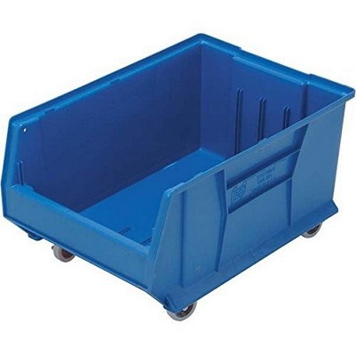 Quantum Storage Systems Hulk 24" Container, Mobile, 23-7/8"L X 16-1/2"W X 14"H, Stackable, Polypropylene, Blue, Made In Usa
