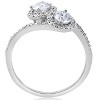 Pompeii3 1cttw Two Stone Diamond Engagement Halo Anniversary Ring 14k White Gold Round - 3 of 4