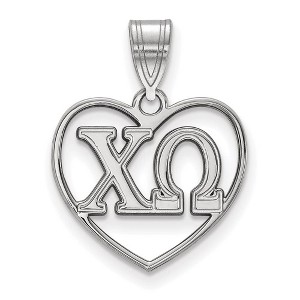 Black Bow Jewelry Sterling Silver Chi Omega Greek Life Pendant - 1 of 3