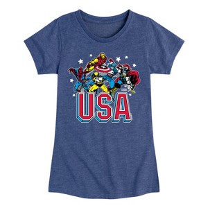 Girls' - Marvel - USA Fitted Short Sleeve Graphic T-Shirt - 1 of 4