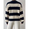 Coolmee Women's Cable Knit Sweaters Contrast Color Block Striped Sweaters Casual V Neck Long Sleeve Ribbed Cuff Loose Fit Pullover Tops L Blue - 4 of 4