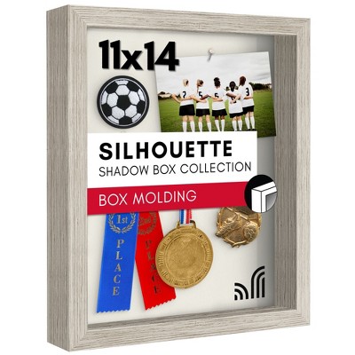 Americanflat 11x14 Shadow Box Frame in Driftwood with Soft Linen Back - Composite Wood with Polished Glass for Wall and Tabletop