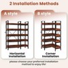 5 Tier Tall Bookshelf, L-Shaped Reversible Wooden Corner Bookcase, Freestanding Open Display Rack with Metal Frame & Adjustable Feet for Living Room - 3 of 4