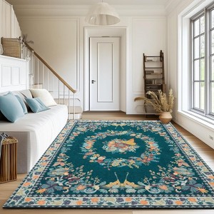 LOVEVOOK Floral Butterfly Rug for Living Room, Modern Indoor Large Area Rug for Bedroom Dining Room Home Decor, Non Slip Rugs Machine Washable - 1 of 4