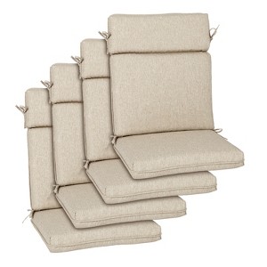 Aoodor Outdoor High Back Dining Chair Cushion Set, Water Proof & Stain Resistant Polyester Fabric Cover with Ties and Zipper, Set of 4 - 1 of 4