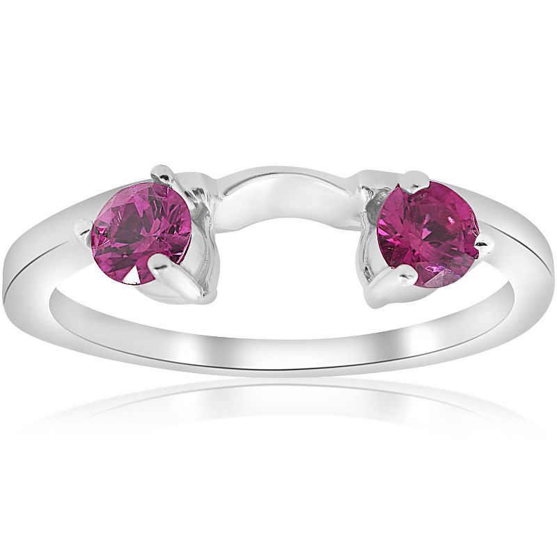 Pompeii3 1/2ct Ruby Wrap Engagement Guard Ring 14K White Gold, 1 of 5