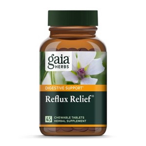Gaia Herbs Reflux Relief - Helps with Occasional Heartburn and Relieve Indigestion - 45 Chewable Tablets - 1 of 4