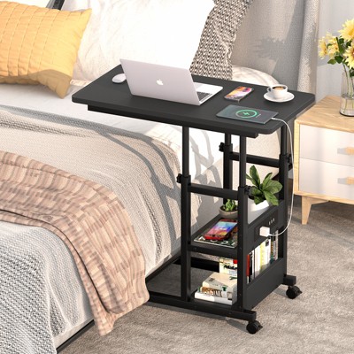 Aheaplus Height Adjustable C Table with USB Port and Wheels