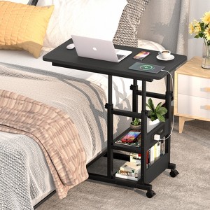 Aheaplus Height Adjustable C Table with USB Port and Wheels - 1 of 4