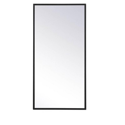 Elegant Lighting Metal frame rectangle mirror 14x28 inch in black