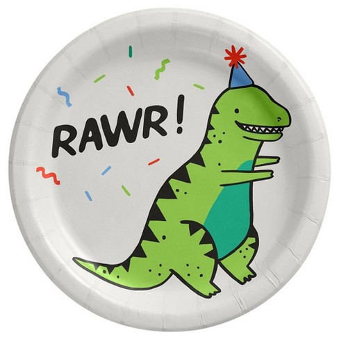 Green Dinosaur Themed Party Paper Plates, Ginger Ray