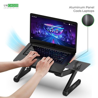 Black Adjustable Aluminum Laptop Stand with Mouse Pad