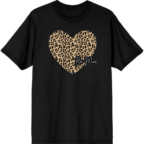 V Day Cheetah Heart Be Mine Crew Neck Short Sleeve Adult T-shirt -xl 