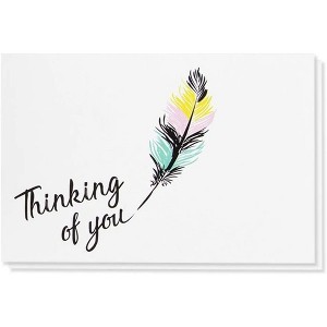 Best Paper Greetings 48-Pack Thinking of You Note Cards - Colorful Feather Design, Includes 48 Blank Greeting Cards and Envelopes, 4x 6inches - 1 of 4