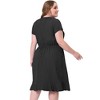 Agnes Orinda Women's Plus Size Relaxed Fit Faux Wrap Elastic Waist V Neck Chambray Ruffle Dresses - 4 of 4