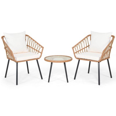 Costway 3 Piece Patio Bistro Set with Heavy Duty Metal Frame for Balcony Garden & Poolside
