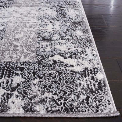 Amelia Grey and Charcoal Abstract Square Area Rug