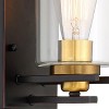 Possini Euro Design Demy Modern Wall Sconces Set of 2 Oil Rubbed Bronze Hardwire 4 3/4" Fixture Cylinder Clear Glass for Bathroom - 2 of 4
