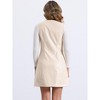 INSPIRE CHIC Women's Faux Leather Pinafore Button Down V Neck Sleeveless Mini Overall Dresses - 3 of 4