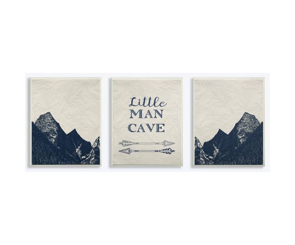 3pc 10"x0.5"x15" Little Man Cave Arrows and ains Wall Plaque Art Set - Stupell Industries